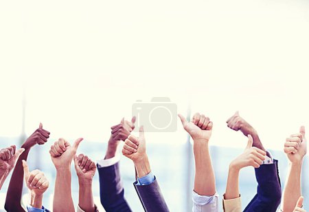 Photo for Teamwork always wins the day. a group of businesspeoples hands showing thumbs up - Royalty Free Image