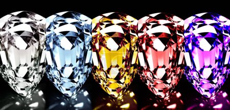 Foto de Diamonds are available in every colour these days. Studio shot of large sparkling diamonds - Imagen libre de derechos