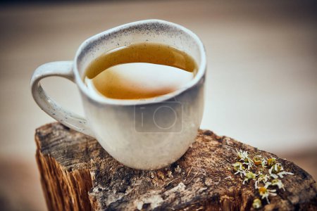 Foto de The undeniable goodness of green tea. a cup of freshly made herbal tea - Imagen libre de derechos