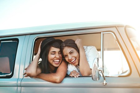 Photo for Bestie goals. two happy young friends going on a road trip - Royalty Free Image