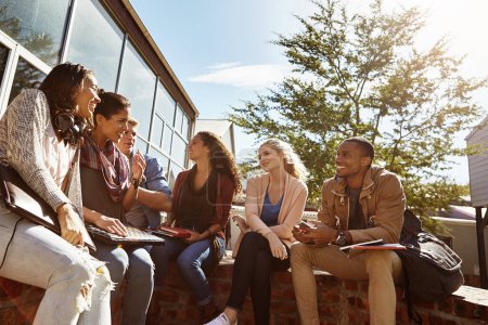 Photo for We learn and remember so much more in a group. a group of students studying outside on campus - Royalty Free Image