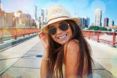 Photo for Life doesnt have to be perfect to be beautiful. a smiling young woman walking around the city in the summertime - Royalty Free Image