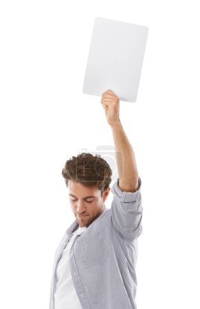Photo for This is the best copyspace for you. A handsome young man holding up a sign for your copyspace - Royalty Free Image