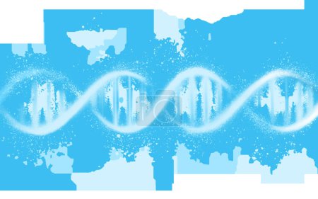 Photo for DNA structure, genetic code and science with neon blue isolated on png or transparent background. Evolution, helix and molecular with genome cell, RNA with gene and link with scientific and abstract. - Royalty Free Image