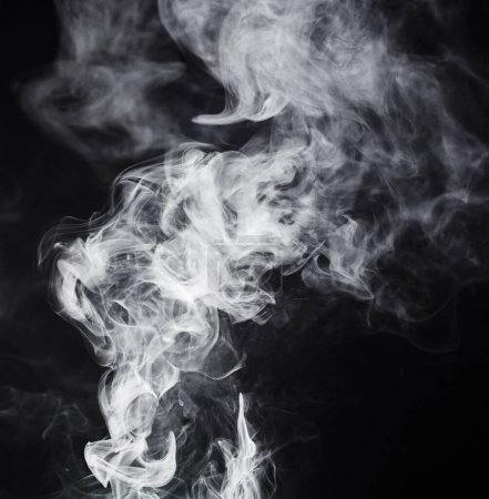 Photo for White, smoke with fog and misty isolated on png or transparent background with gas design and mist. Vapor, smoky and incense burning with steam, smog and cloudy, spray or powder with texture. - Royalty Free Image