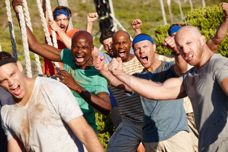 Photo for Yes we can. a group of men enjoying a military bootcamp - Royalty Free Image