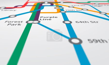 Photo for Map, gps and navigation for travel or location with roadmap lines, dots or street name pin on city. Abstract, background and technology or system to search place, route or destination in New York. - Royalty Free Image