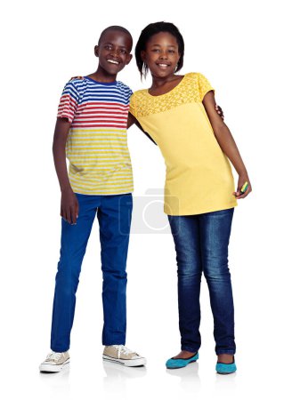 Photo for We support each other. Studio shot of african siblings against white background - Royalty Free Image