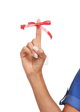 Photo for Some constructive criticism. Cropped image of a woman with a ribbon wrapped around her finger - Royalty Free Image