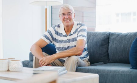 Photo for Nothing to do now but relax. a senior man relaxing on the sofa at home - Royalty Free Image