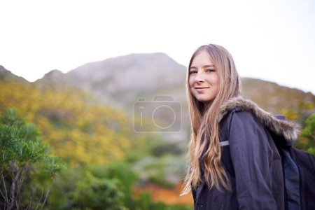 Photo for This view is beautiful. Portrait of an attractive young female hiker in the outdoors - Royalty Free Image