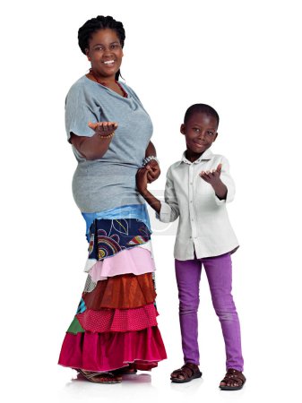 Photo for Showing you how easy it can be. Full length studio shot of an african woman and her young daughter - Royalty Free Image