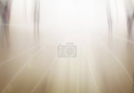 Abstract, blurred and bright indoor light or design. Modern and clean space or dream of heaven graphic effect. Monochrome background of intense flare scene for copy space or illustration