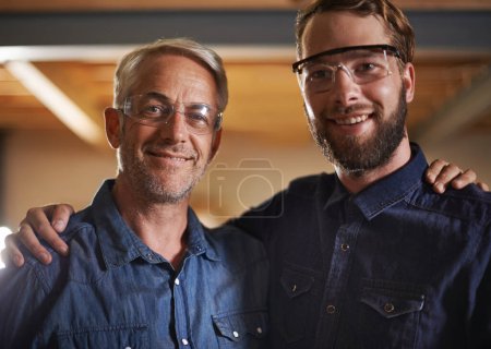 Photo for In it to win it. two woodworkers standing in their workshop - Royalty Free Image