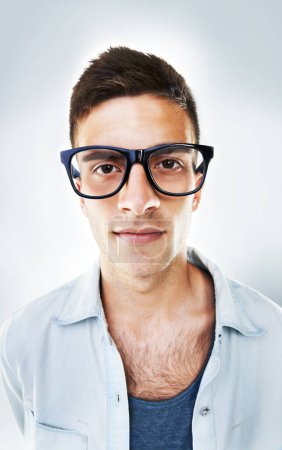 Photo for My glasses are my fashion accessory. Portrait of a male with hipster glasses on - Royalty Free Image