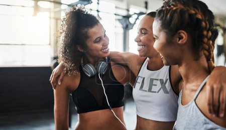 Photo for Get together and get fit. a group of happy young women enjoying their time together at the gym - Royalty Free Image