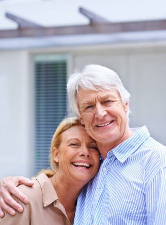 Photo for Enjoying love until the end. Portrait of an happy senior couple standing outdoors - Royalty Free Image