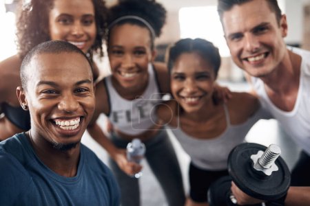 Photo for The best buddies are gym buddies. a group of young people taking a selfie together during their workout in a gym - Royalty Free Image