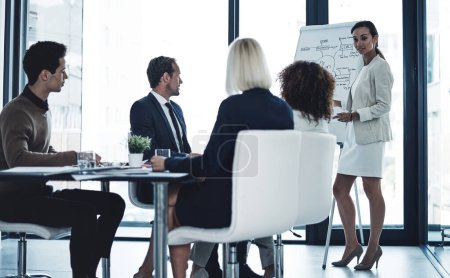 Photo for Heres what I suggest. a corporate businesswoman giving a presentation to her colleagues in the boardroom - Royalty Free Image