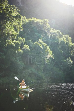 Photo for Id take this over anything else. a young woman out kayaking on a lake - Royalty Free Image