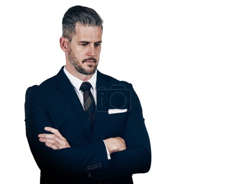 Photo for Negative thoughts are having a negative effect on business. Studio shot of a businessman looking thoughtful against a white background - Royalty Free Image