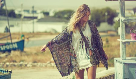 Photo for Shes a constant wanderer. a bohemian young woman spending a summer day outside - Royalty Free Image