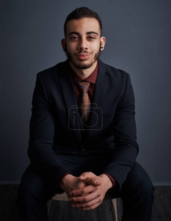 Photo for I was born for the corporate world. Studio portrait of a stylish young businessman against a gray background - Royalty Free Image