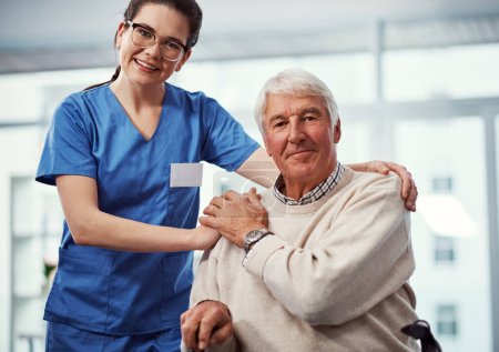 Photo for She takes great care of me. Cropped portrait of a young female nurse and her senior patient in the old age home - Royalty Free Image