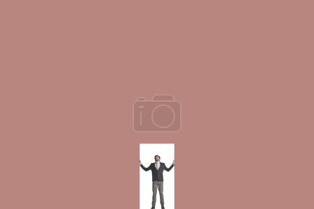 Photo for Get me out of here. a businessman caged in against a coloured background - Royalty Free Image