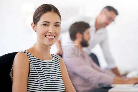 Photo for Business, portrait and woman, creative designer or employee in startup company. Face, happy entrepreneur and design professional from Australia with pride for career, success mindset and coworking - Royalty Free Image