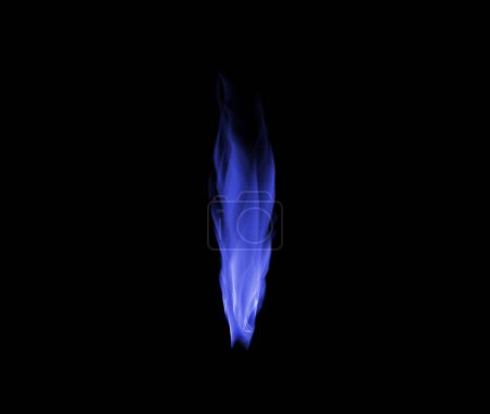 Photo for Blue flame, heat and light on black background with texture, pattern and burning energy. Fire, fuel or flare isolated on dark wallpaper design, chemical explosion or bonfire, thermal power or inferno. - Royalty Free Image