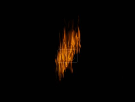 Photo for Orange flame, heat and energy on black background with texture, pattern or burning power. Fire line, fuel and flare isolated on dark wallpaper design or explosion at bonfire, thermal power or inferno. - Royalty Free Image