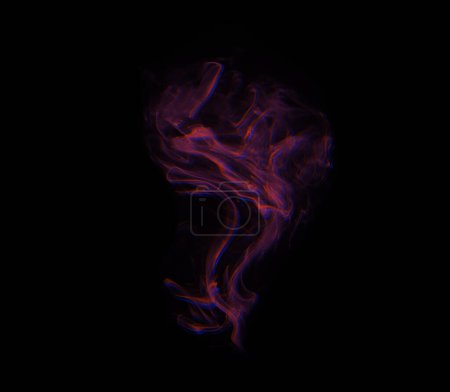 Photo for Smoke, shadow and red fog with vapor, incense and creative art with studio and swirl. Colorful, neon puff and black background isolated with steam effect, cloud and magic mist of aura in the air. - Royalty Free Image