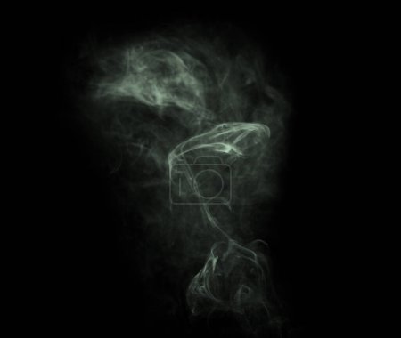 Photo for Grey smoke, studio and aura cloud with gloomy fog, gas and creative art with black background and magic effect. Steam, mystical swirl and colourful mist and graphic with air and abstract creativity. - Royalty Free Image
