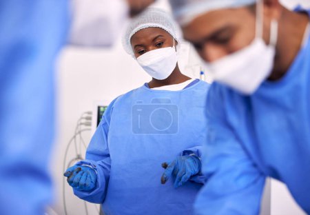 Photo for Transplant, surgery and doctors team doing emergency operation for organ treatment or healing anatomy in hospital. Rescue, medical and professional surgeon or healthcare teamwork collaboration. - Royalty Free Image