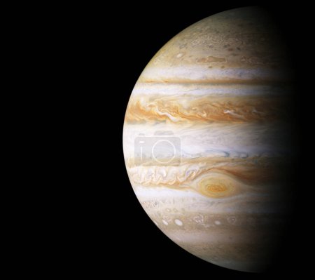 Téléchargez les photos : Jupiter, planète et univers pour système solaire, nébuleuse ou science avec maquette de l'espace sur fond noir. Galaxie, ciel et innovation avec la recherche, la voie lactée ou l'astrologie pour l'exploration et la découverte. - en image libre de droit
