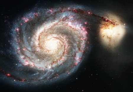 Téléchargez les photos : Galaxie, espace et système solaire spirale dans l'univers sur fond noir avec lumière, motif et lueur de couleur dans le cosmos. Étoiles, infinité et planètes en voie lactée avec nébuleuse brillance, ciel noir et aérospatiale - en image libre de droit