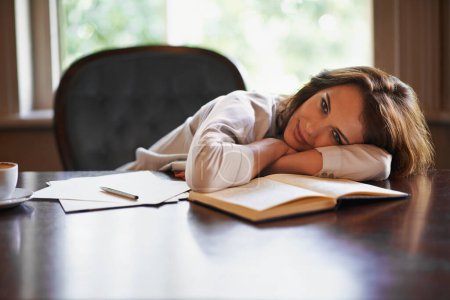 Photo for Writing makes me sleepy. Portrait of an attractive young woman enjoying a break from writing - Royalty Free Image