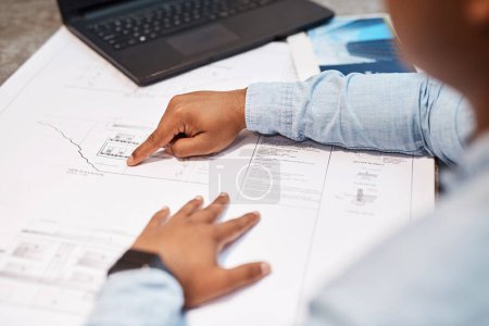 Photo for The finest talent in the architectural business. an unrecognisable architect drawing up a building plan in a modern office - Royalty Free Image