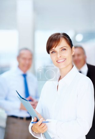 Photo for Business woman, worker and portrait in a office of a lawyer with confidence and smile. Happy, working and company employee from France ready for attorney and law firm work with corporate staff. - Royalty Free Image