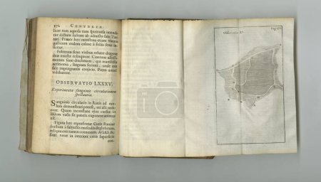 Photo for Old book, chapter and study of information on paper in antique, vintage or science textbook with knowledge. Archive, illustration and diagram on parchment with research notes on health and surgery. - Royalty Free Image