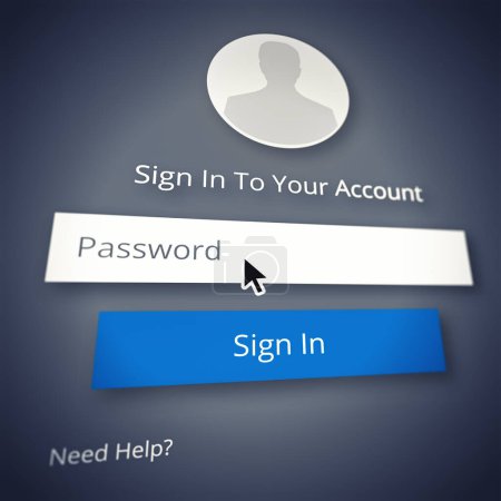 Website, login and password on internet, subscription and account membership for data or call to action. Closeup, registration and sign in with cursor and contact details or information for ecommerce.