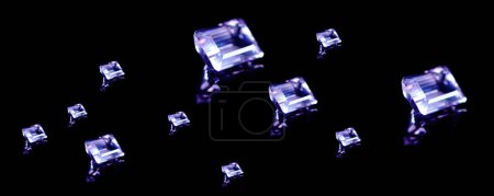 Photo for Amethyst, stone and gem in studio by black background for natural product, jewelry or baguette in luxury collection. Gemstone, purple crystal and closeup for display with shine, glow or brilliant cut. - Royalty Free Image