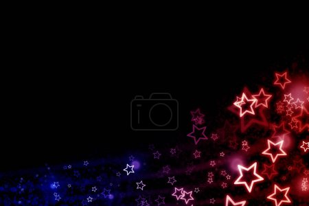 Photo for Star, color and graphic with mockup space or banner of shapes, illustration or theme on dark studio background. Empty, symbol and pattern of icon for party, colorful invitation or abstract wallpaper. - Royalty Free Image