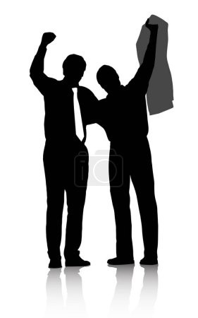Photo for Abstract, silhouette and winner business people isolated on white background for work. Art, success or motivation with icon of colleague men cheering victory for professional career or occupation. - Royalty Free Image