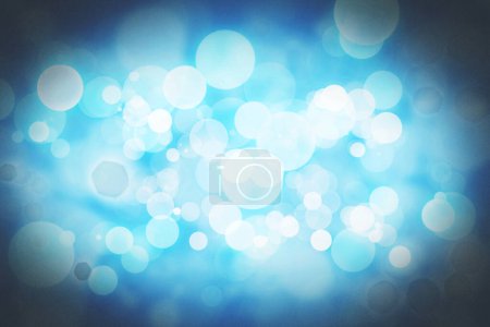 Foto de Bokeh abstracto, gráfico y azul con luz, tema navideño, decoración y creatividad con color. Fondo de pantalla, efectos y brillo o brillo con patrón, círculo y diseño creativo para salvapantallas. - Imagen libre de derechos