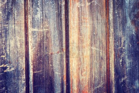Photo for Closeup, wood and weathered for architecture, old and texture for house design build. Oak, plank or stained timber or pine for exterior of home, decor and carpentry for panel wall with parquet. - Royalty Free Image