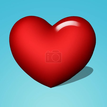 Photo for Graphic, bubble and hearts for symbol of love for support, emotional connection and red artwork. Blue background, creative or illustration wallpaper isolated in studio for care, design or romance. - Royalty Free Image