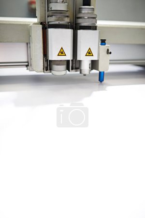 Photo for Closeup, industrial and printer for production, newspaper and magazine with packaging, distribution and publication. Inside, room and printing factory for media, industry and machinery or equipment. - Royalty Free Image