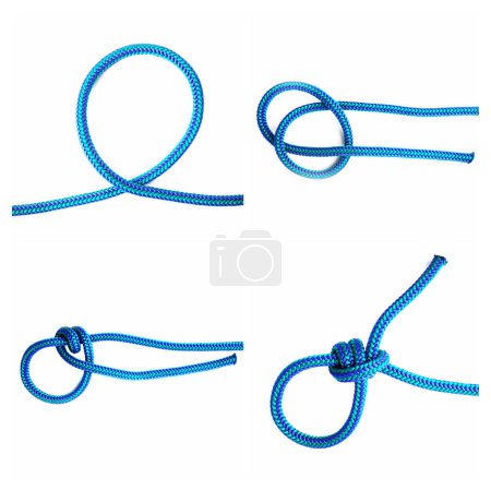 Noose, knot and how to tie with rope in tutorial, guide or instruction steps to connect string for security. Slipknot, pattern and template info to loop textile thread in chain with strong link.